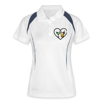 Cocktails Herz Sommer Party Strand Geschenk - Frauen Polo atmungsaktiv - Weiß/Navy - Vorne