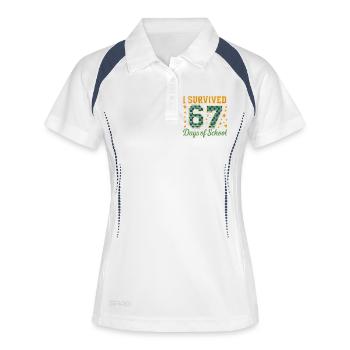 67 Tage Schule Überlebt - Frauen Polo atmungsaktiv - Weiß/Navy - Vorne