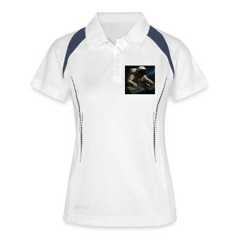 Astronaut DJ on the turntable - Women's Polo breathable - white/navy - Front
