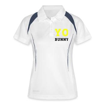 YO BUNNY  - Frauen Polo atmungsaktiv - Weiß/Navy - Vorne