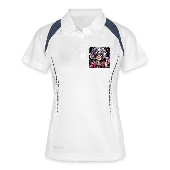 Vieux mais doré, fort et élégant - Polo respirant Femme - blanc/marine - Devant