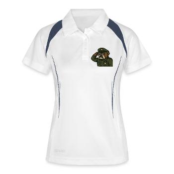 Bulldog Officer Saluting Military Mascot Art - Women's Polo breathable - white/navy - Front