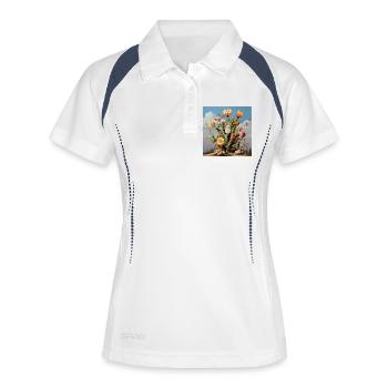 Fleur de cactus Couleur Rêve - Polo respirant Femme - blanc/marine - Devant