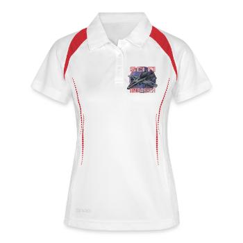 SciFi Kitbasher Jet Design - Frauen Polo atmungsaktiv - Weiß/Navy - Vorne