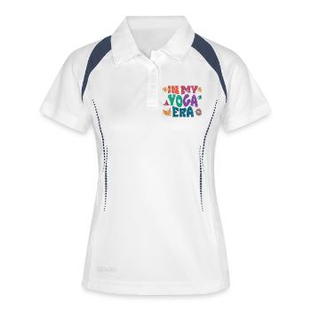 In my yoga era - Frauen Polo atmungsaktiv - Weiß/Navy - Vorne