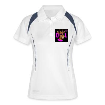 Neon Giraffe DJ mit pinken Accessoires - Frauen Polo atmungsaktiv - Weiß/Navy - Vorne