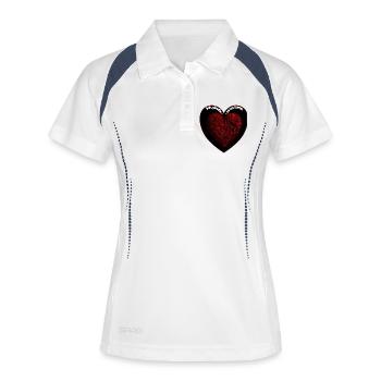 Ein Herz für die Liebe aus Blattwerk - Frauen Polo atmungsaktiv - Weiß/Navy - Vorne