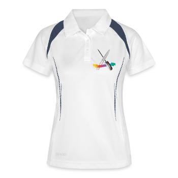 Outils de manucure avec illustration dégradée - Polo respirant Femme - blanc/marine - Devant
