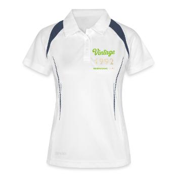 Année de naissance rétro du Bikepacking Club 1992 - Polo respirant Femme - blanc/marine - Devant