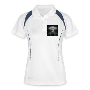 M as Monster - Frauen Polo atmungsaktiv - Weiß/Navy - Vorne