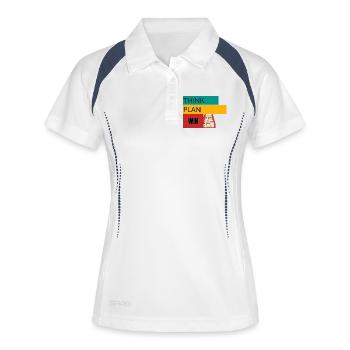 RÉFLÉCHIR · PLAN · WIN – T-shirt motivant - Polo respirant Femme - blanc/marine - Devant