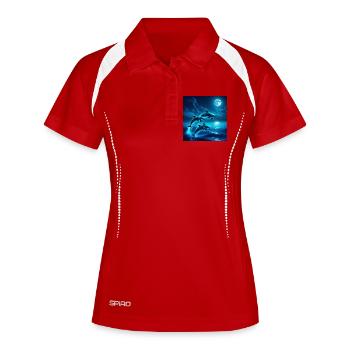 Mondnacht Delfine Sprünge - Frauen Polo atmungsaktiv - Weiß/Navy - Vorne