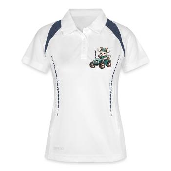 Bergziege Traktor Farmer - Frauen Polo atmungsaktiv - Weiß/Navy - Vorne