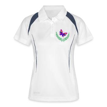 Butterfly in Green Laurel Wreath - Women's Polo breathable - white/navy - Front