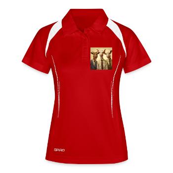 Trio de chèvres en affaires - Polo respirant Femme - blanc/marine - Devant