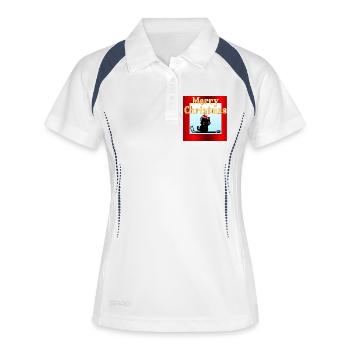 Hockey pour chats de Noël - Polo respirant Femme - blanc/marine - Devant