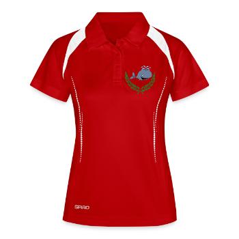 Wal im Lorbeerkranz - Frauen Polo atmungsaktiv - Weiß/Navy - Vorne