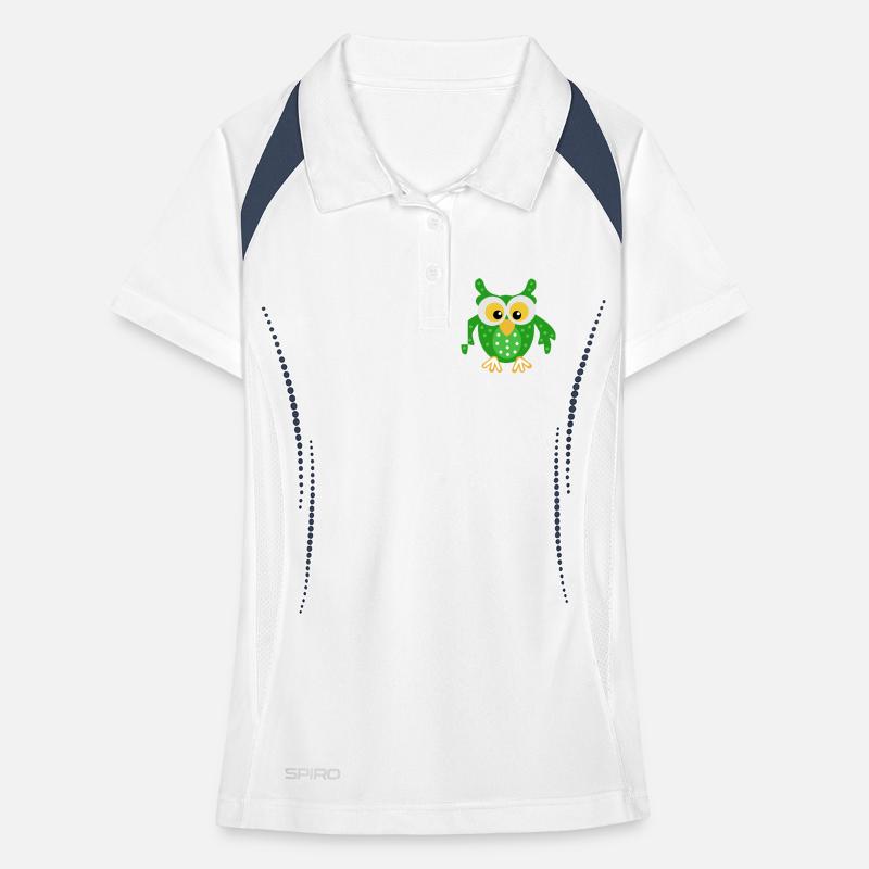 Hibou vert avec des points Polo respirant Femme