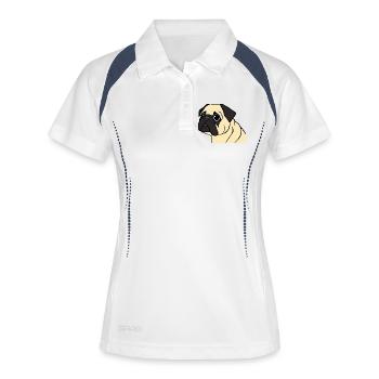 Mops Hunde T-shirt Geschenk Weihnachten - Frauen Polo atmungsaktiv - Weiß/Navy - Vorne
