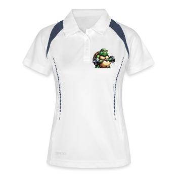 Entraînement avec haltères Grim Turtle - Polo respirant Femme - blanc/marine - Devant