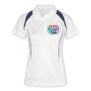 À mon époque de sage-femme - Polo respirant Femme - blanc/marine - Devant
