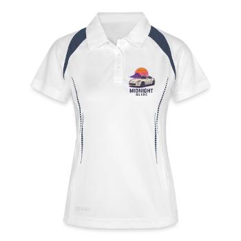 Midnight Glide Retro Sunset Auto - Frauen Polo atmungsaktiv - Weiß/Navy - Vorne
