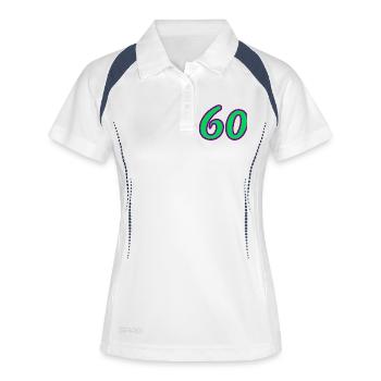60. 60 JAHRE. 60-JÄHRIGES JUBILÄUM. 60. GEBURTSTAG. - Frauen Polo atmungsaktiv - Weiß/Navy - Vorne
