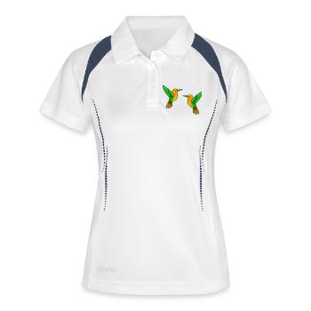 Doppelte Kolibri Farbenspiel - Frauen Polo atmungsaktiv - Weiß/Navy - Vorne