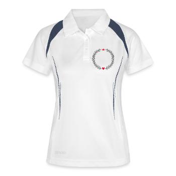 Couronne de laurier avec cœur et couronne - Polo respirant Femme - blanc/marine - Devant