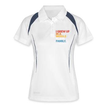 A grandi dans une famille de classe moyenne - Polo respirant Femme - blanc/marine - Devant