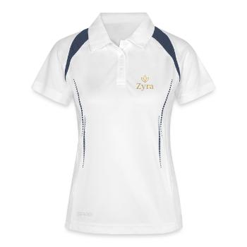 Logo en feuille d’or de Zyra - Polo respirant Femme - blanc/marine - Devant