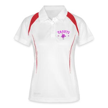 Tahiti - Turtle - French Polynesia - Schildkröte - Frauen Polo atmungsaktiv - Weiß/Navy - Vorne