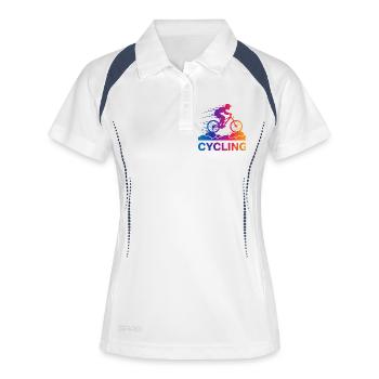 Rainbow Mountainbike-Sprung - Frauen Polo atmungsaktiv - Weiß/Navy - Vorne