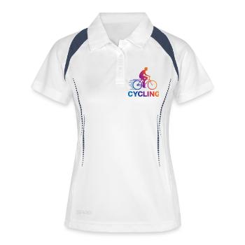 Kinetisches Regenbogen-Cycling - Frauen Polo atmungsaktiv - Weiß/Navy - Vorne