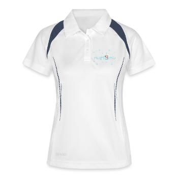 Ho Ho Ho Weihnachtsmann - Frauen Polo atmungsaktiv - Weiß/Navy - Vorne