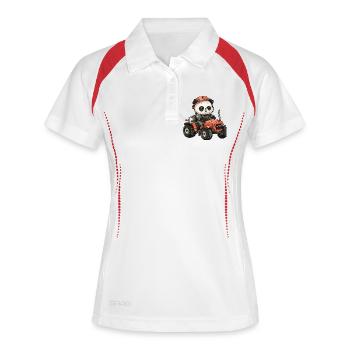 Panda Traktor Farmer - Frauen Polo atmungsaktiv - Weiß/Navy - Vorne
