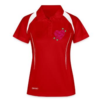 romantisches Herz - Frauen Polo atmungsaktiv - Weiß/Navy - Vorne