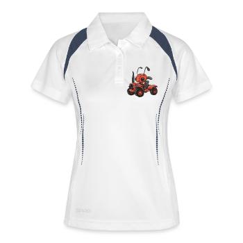 Ameise Traktor Farmer - Frauen Polo atmungsaktiv - Weiß/Navy - Vorne