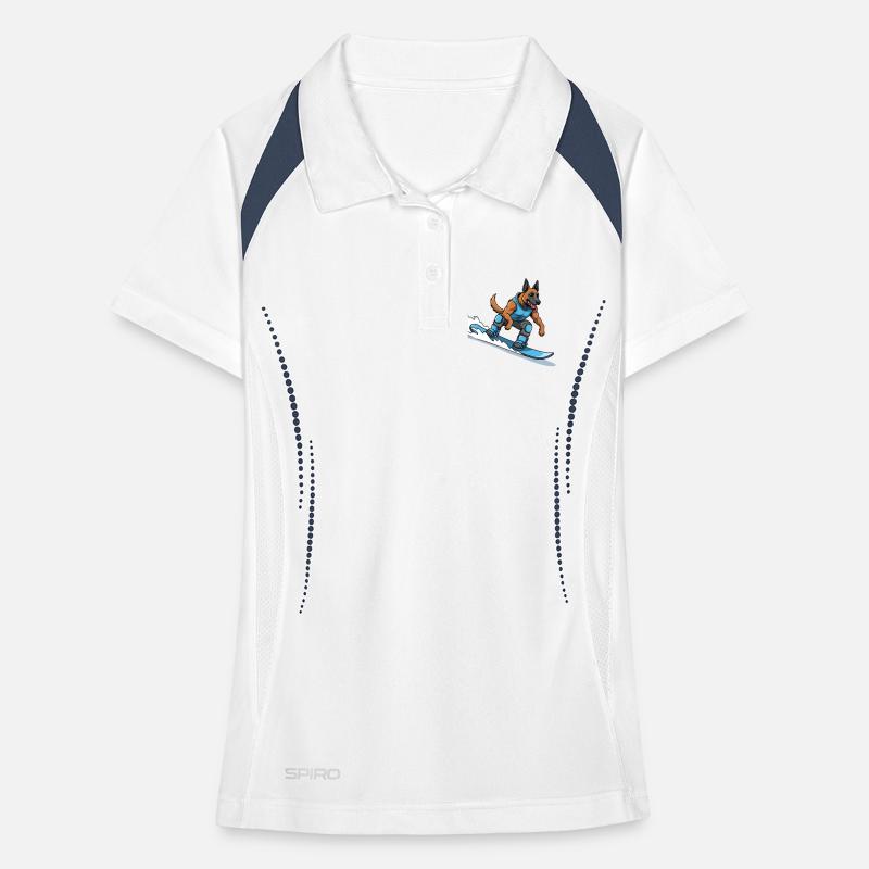 Surfer Dog German Shepherd Wave Women's Polo breathable