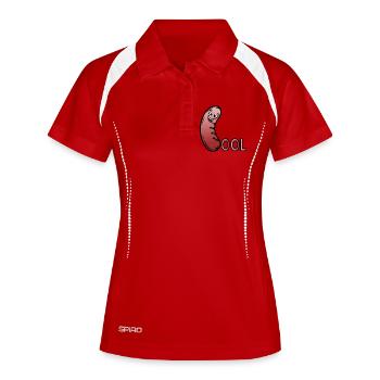 Lustige Wurst - Bratwurst Grillen - Frauen Polo atmungsaktiv - Weiß/Navy - Vorne