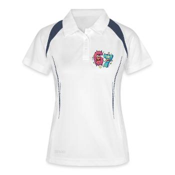 Sechs Sieben Monster - Frauen Polo atmungsaktiv - Weiß/Navy - Vorne
