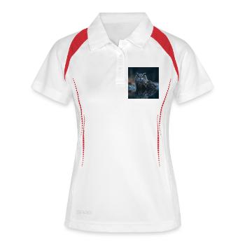 Chouette grand-duc – Yeux mystiques de la nuit - Polo respirant Femme - blanc/marine - Devant