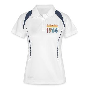 Anniversaire Vintage 1966 Rétro Cadeau Né En 1966 - Polo respirant Femme - blanc/marine - Devant