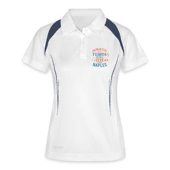 J'ai peut-être l'air d'écouter Naples - Polo respirant Femme - blanc/marine - Devant