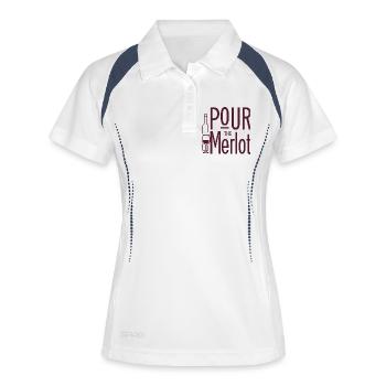 Pour the Merlot Wein Spruch für Genießer - Frauen Polo atmungsaktiv - Weiß/Navy - Vorne