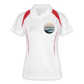 Paysage, vagues de brouillard, forêt - Polo respirant Femme - blanc/marine - Devant
