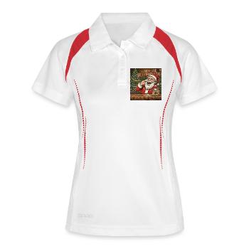 High-lige Weihnachten | Ho Ho Ho - Frauen Polo atmungsaktiv - Weiß/Navy - Vorne