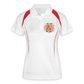 Capybara dans un cadre en cœur – Motif de la Saint-Valentin - Polo respirant Femme - blanc/marine - Devant