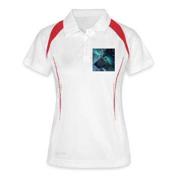 Loup majestueux devant les aurores boréales - Polo respirant Femme - blanc/marine - Devant