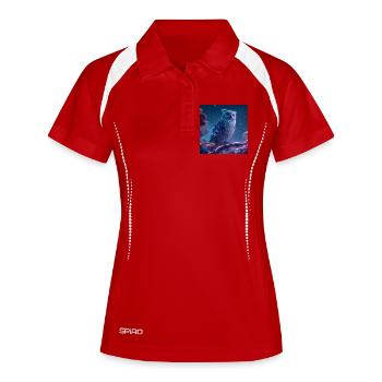 Mystic Galaxy Owl Cyberpunk Art Fantastique - Polo respirant Femme - blanc/marine - Devant